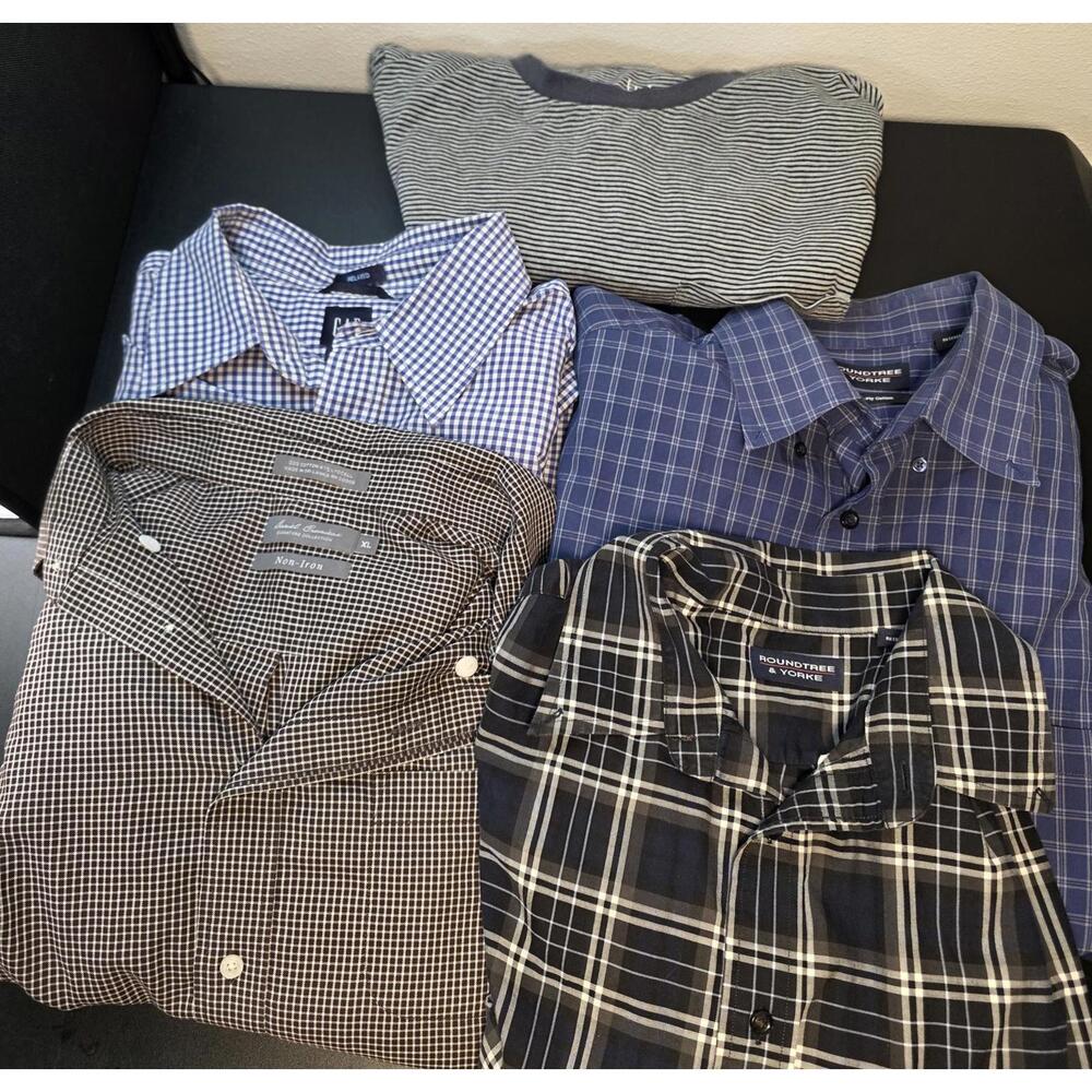 Men's Button-Up Shirts lot - Assorted Patterns and Sizes XL,Bundle of shirts 5
